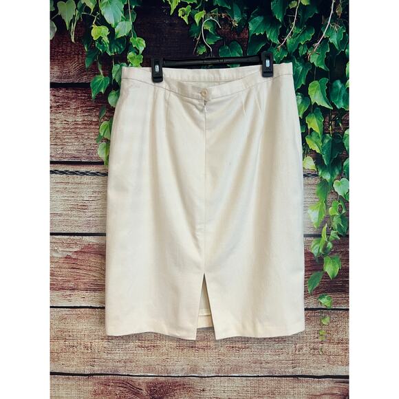 Vintage Escada Midi Skirt Rabbit Wool Blend Ivory Cream Lined Czech Republic 14 - Picture 2 of 6